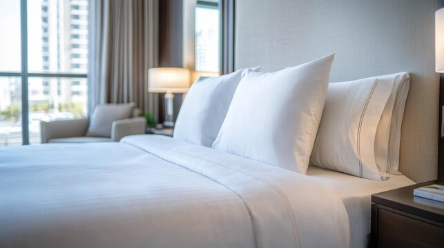 An enticing visual of upscale hotel room aesthetics.