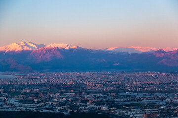 sunset over the city
