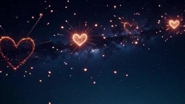 heart shaped fireworks on black background valentines day animation videos