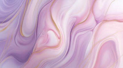 Obraz premium A serene blend of soft pastel pink and gentle lavender swirls, accented with delicate golden lines that weave through the fluid texture, creating a dreamy, marbled effect.
