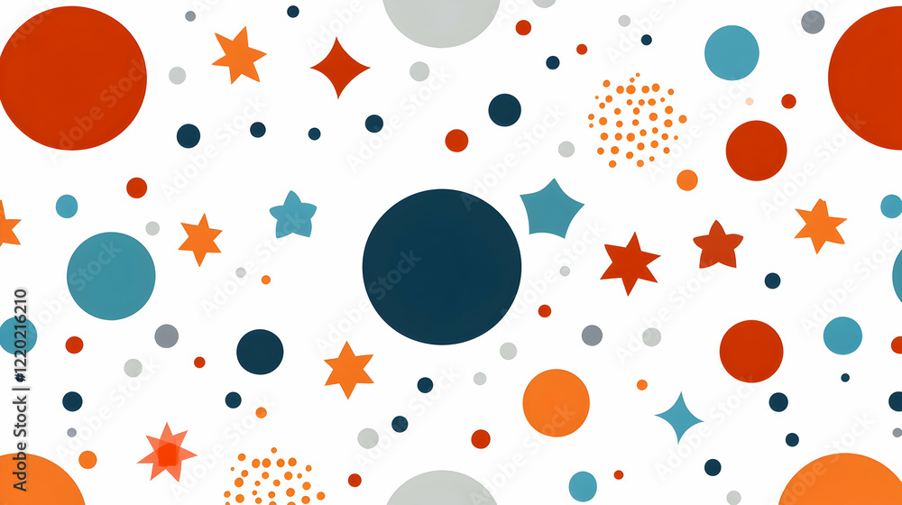 Poster Abstract colorful circles and stars pattern background for textile, website, or print design