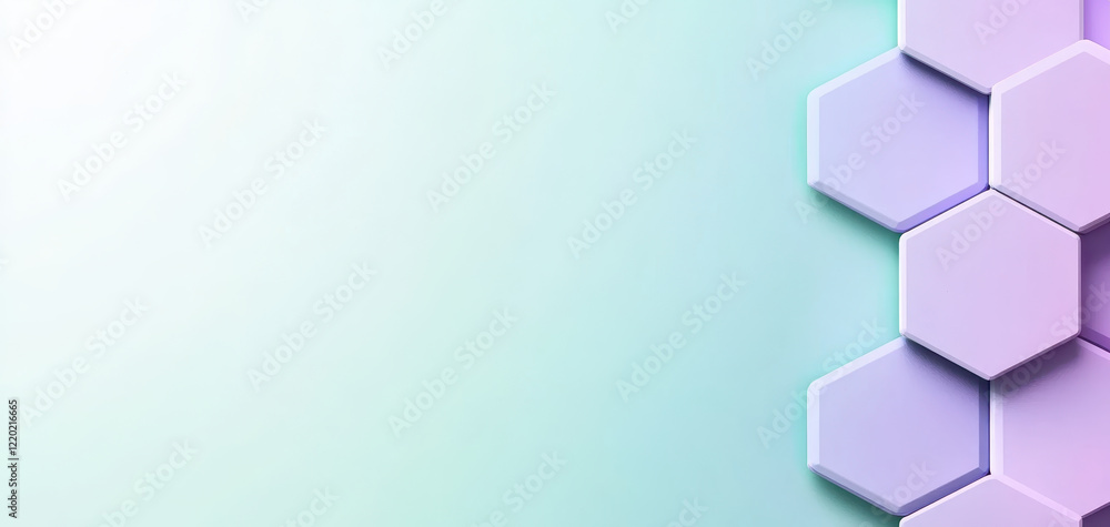 Aufkleber smooth gradient background in shades of mint green with hexagonal shapes in purple tones, creating m