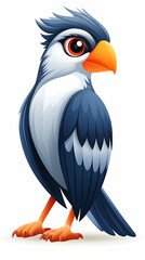 Naklejka premium Cartoon bird, standing, white background, illustration, children's book