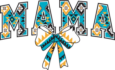 Mama Coquette Varsity Western Aztec Boho Tribal T-shirt Design