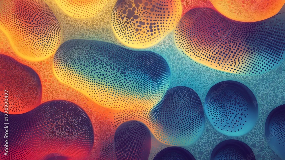 Poster abstract cellular pattern with vibrant gradients and textural details