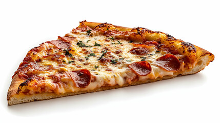Delicious pepperoni pizza slice, isolated on white background, perfect for food blogs and menus