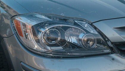 headlight of a car  broken