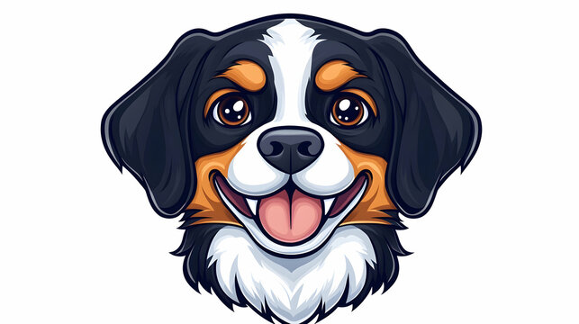 recommend clip art: Happy Bernese Mountain Dog head portrait, against white background, for pet-related designs