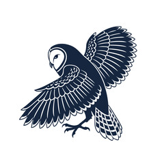 barn owl silhouette image on white background.eps