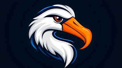 Obraz premium Majestic eagle head profile, dark background, vector illustration, logo design