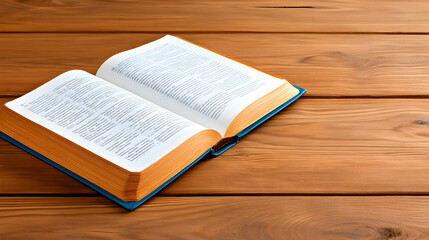 Obraz premium Open book on wooden table, knowledge and learning concept, background for education