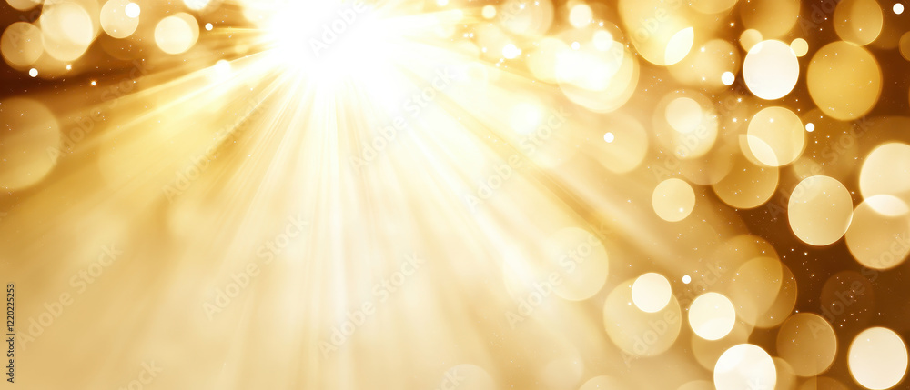 Poster bright golden light radiates through soft bokeh, creating warm and inviting atmosphere. shimmering e