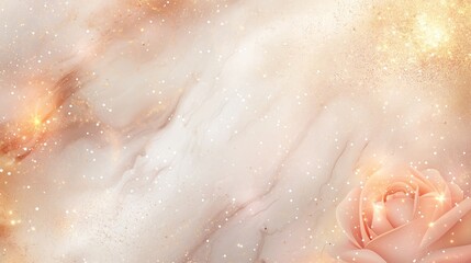 Fototapeta premium An elegant abstract vector background featuring a luxurious rose and golden glitter pattern seamlessly blended with a marble texture, enhanced by soft light effects