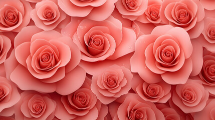 Obraz premium Pink roses background, close-up, floral design, romantic backdrop, perfect for Valentine's Day cards
