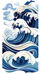 Fototapeta premium Powerful ocean waves crashing, stylized art, nature background, ideal for design
