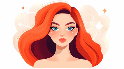 Redhead woman portrait, stylized illustration, soft background, beauty concept, website avatar