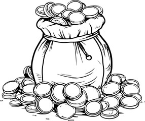 coins stack drawing sketch