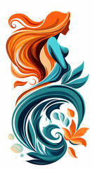 Fototapeta premium Woman, floral, design, profile, abstract art, website, decoration