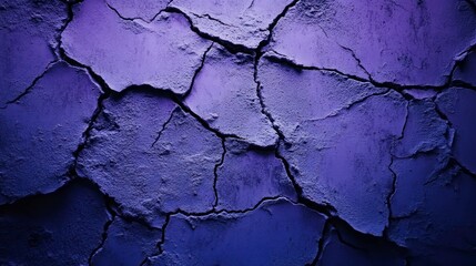 Obraz premium Blue wall with cracked paint, grunge texture background. Blue and purple colors. Dark blue background with a painted concrete wall with cracks.