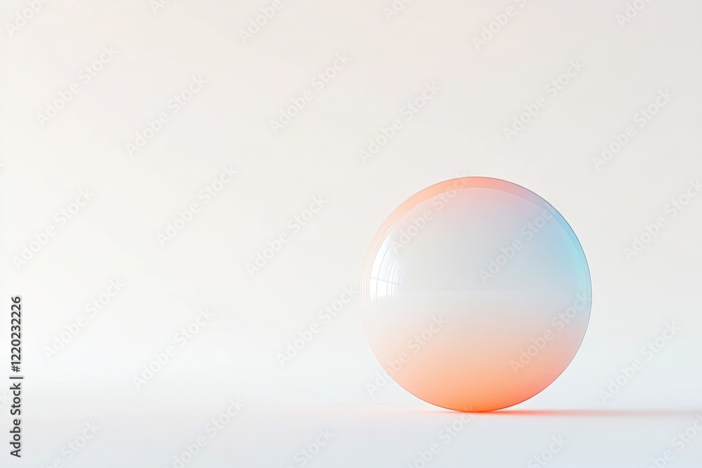 Poster gradient sphere softly fading into endless white void emphasizing simplicity and form