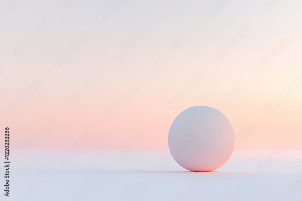 Poster gradient sphere softly fading into endless white void emphasizing simplicity and form