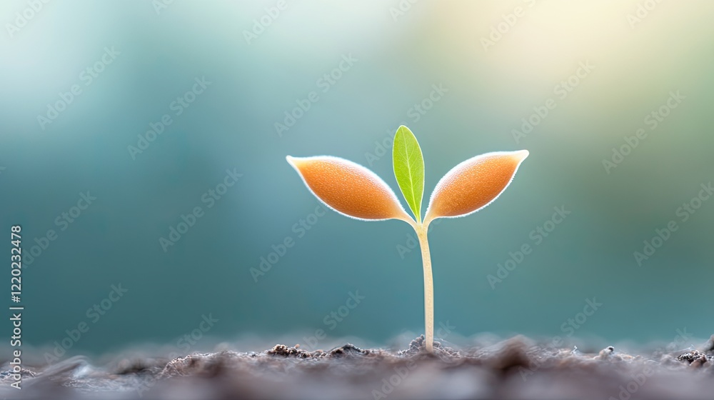 Poster highly detailed close-up of two genetically identical seeds emerging from single source symbolizing 