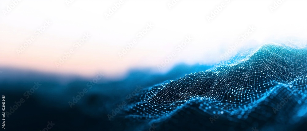 Poster abstract digital landscape blue tech network data connection web banner