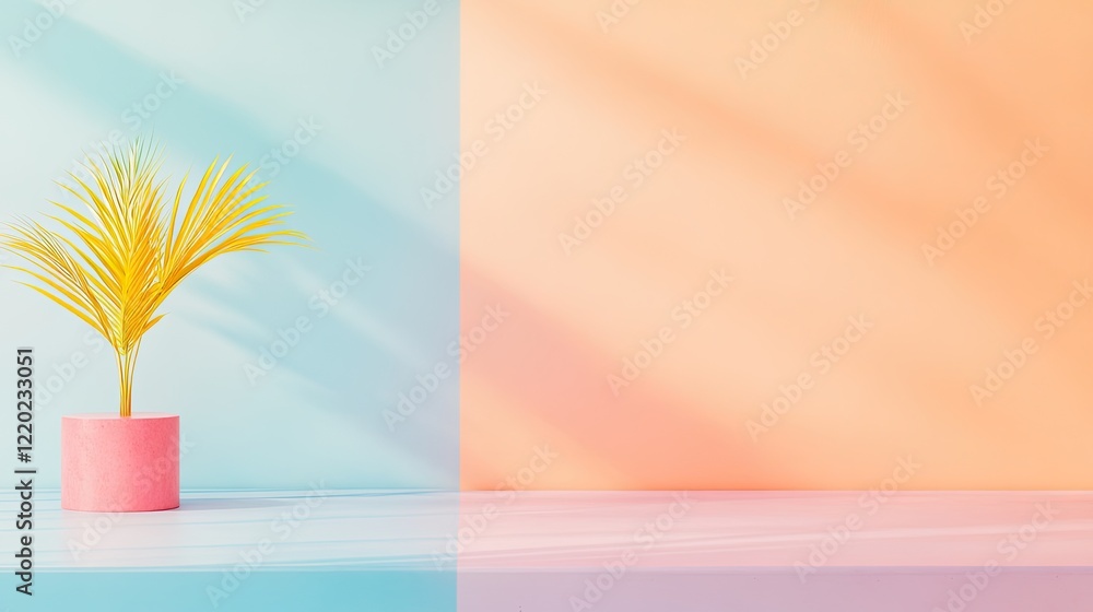 Poster minimalistic graphic design featuring vibrant color palettes with ample copy space in clean style