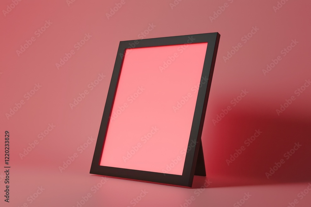 Wall mural modern ads feature a black 3d frame tilted on a light gradient.