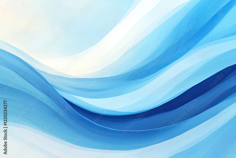 Poster stylized representation of waves crashing against shore dynamic flowing curves in deep blue hues min