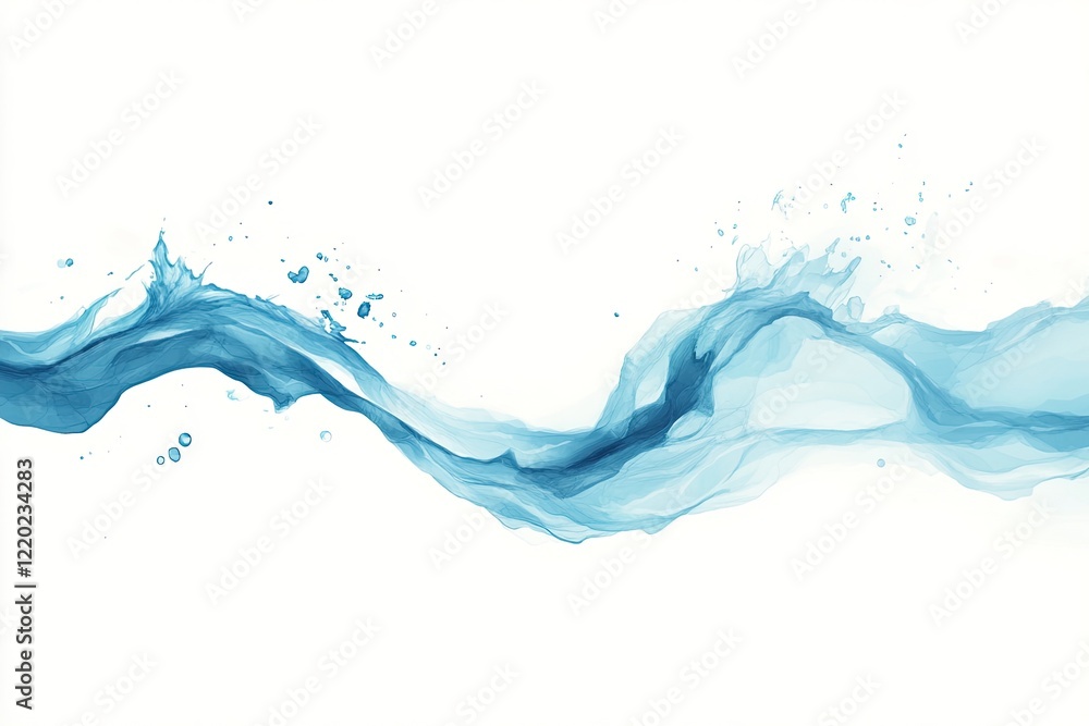Poster stylized representation of waves crashing against shore dynamic flowing curves in deep blue hues min