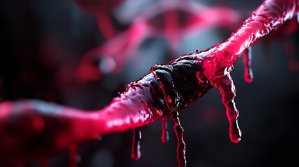 Crimson Cascade: A Digital Abstract of Dripping Liquid