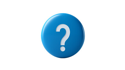 Blue Circle Question Mark Icon 3D Render Graphic isolated on transparent background