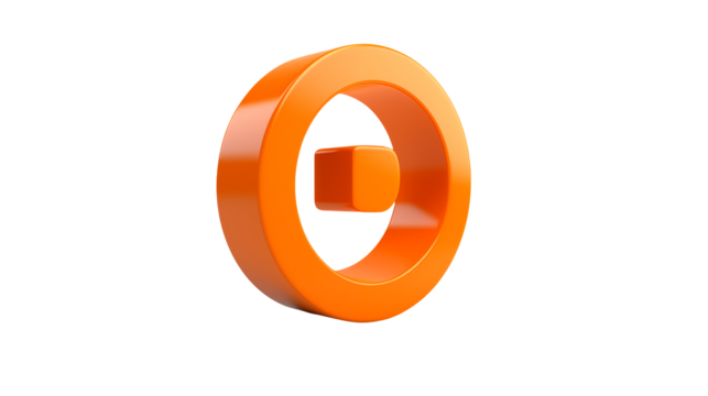 Abstract 3D Orange Circle and Square Graphic Design isolated on transparent background