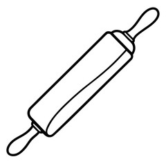 Detailed Rolling Pin Line Art Vector