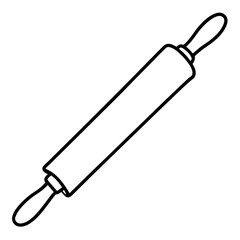 Detailed Rolling Pin Line Art Vector