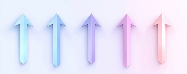 White backdrop with 3D arrows in soft pastels, illustrating various directions.