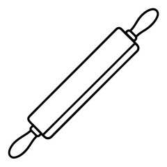 Detailed Rolling Pin Line Art Vector