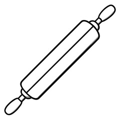 Detailed Rolling Pin Line Art Vector