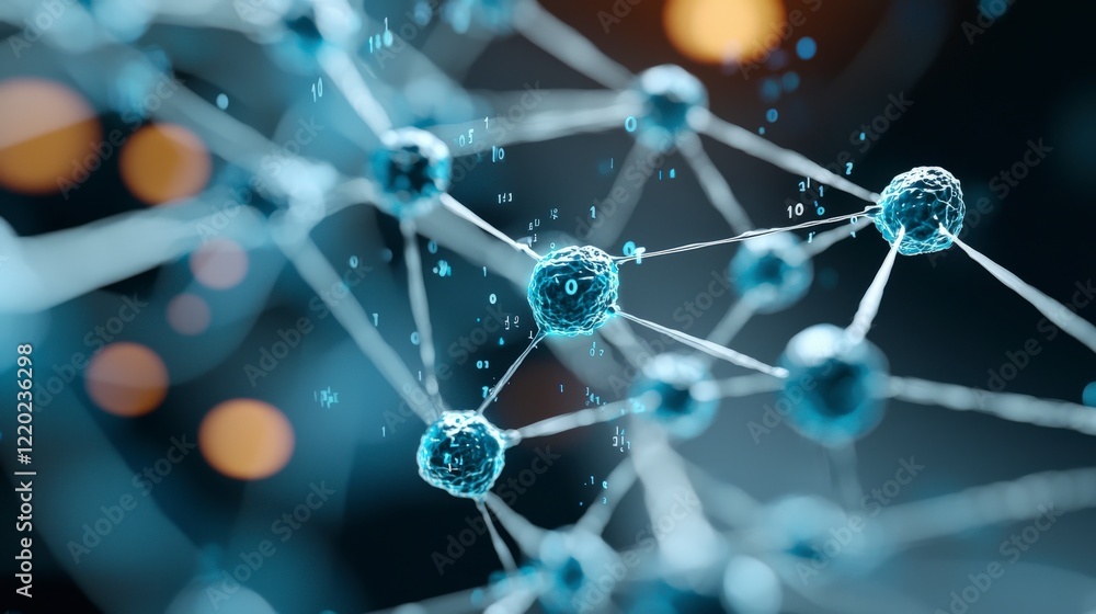 Poster abstract 3d illustration of networks and digital connections in a technology concept with data eleme