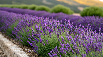 Obraz premium Lavender blooming fields provence nature scenic landscape close-up serenity