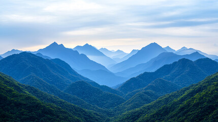 Breathtaking mountain range view nature landscape serene environment aerial perspective