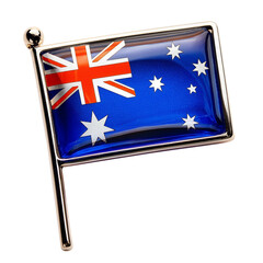 オーストラリアの国旗のブローチ。白背景。(Australia flag brooch on white background.)
