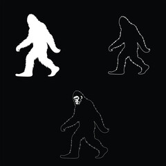 Obraz premium Bigfoot With American flag Vector illustration, Patriot sasquatch Us flag Clipart Design 