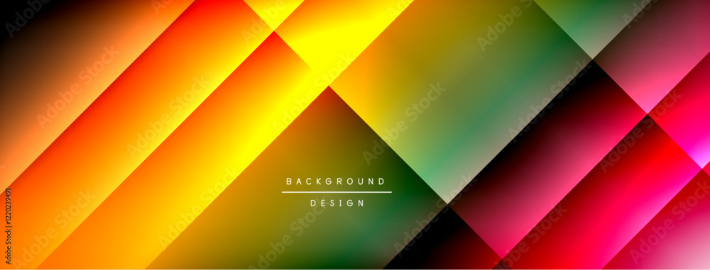 Poster Dynamic shadow lines with gradient colors geometric background