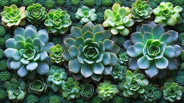 A bunch of green plants with a variety of shapes and sizes