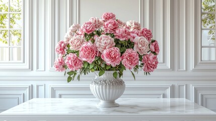 Pink peonies vase interior elegant home decor
