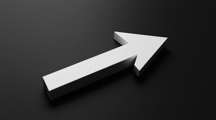 Minimalist 3D white arrow rendered on black.