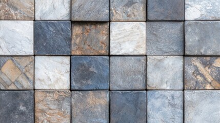 Textured Stone Tiles Background with Varied Color Patterns for Interior Design, Architecture, and Home Renovation Inspirations