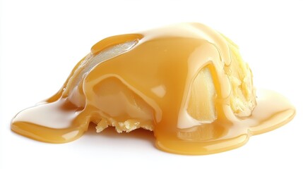 A piece of candy with a sticky, gooey substance on it